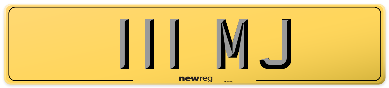 111 MJ Rear Number Plate