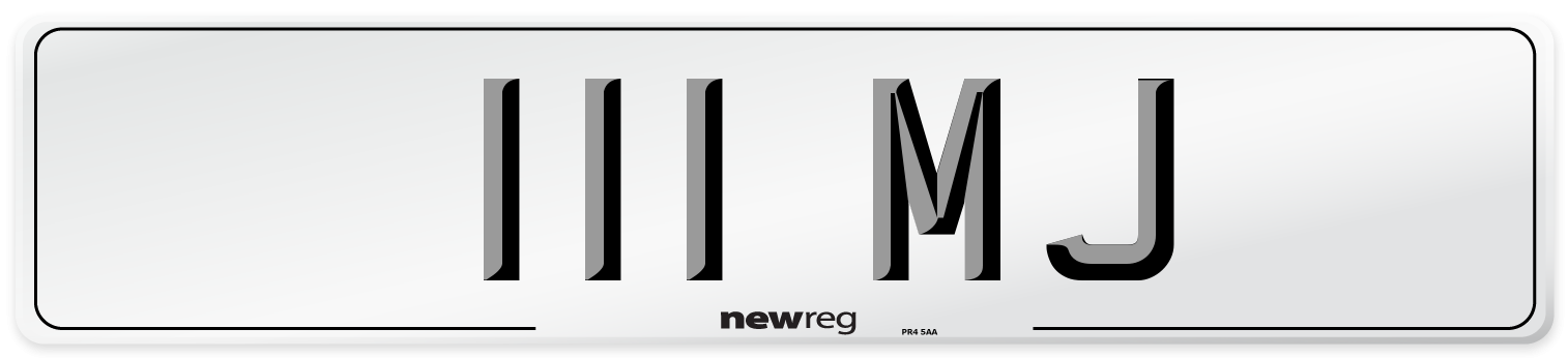 111 MJ Front Number Plate