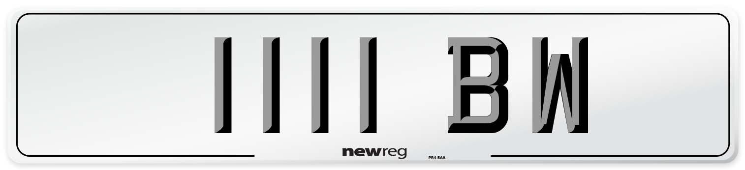 1111 BW Front Number Plate