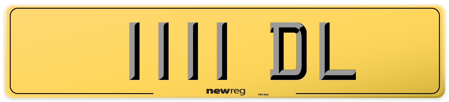 1111 DL Rear Number Plate