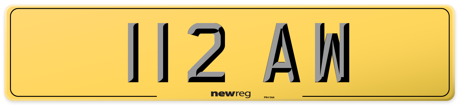 112 AW Rear Number Plate