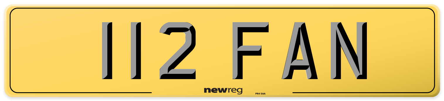 112 FAN Rear Number Plate