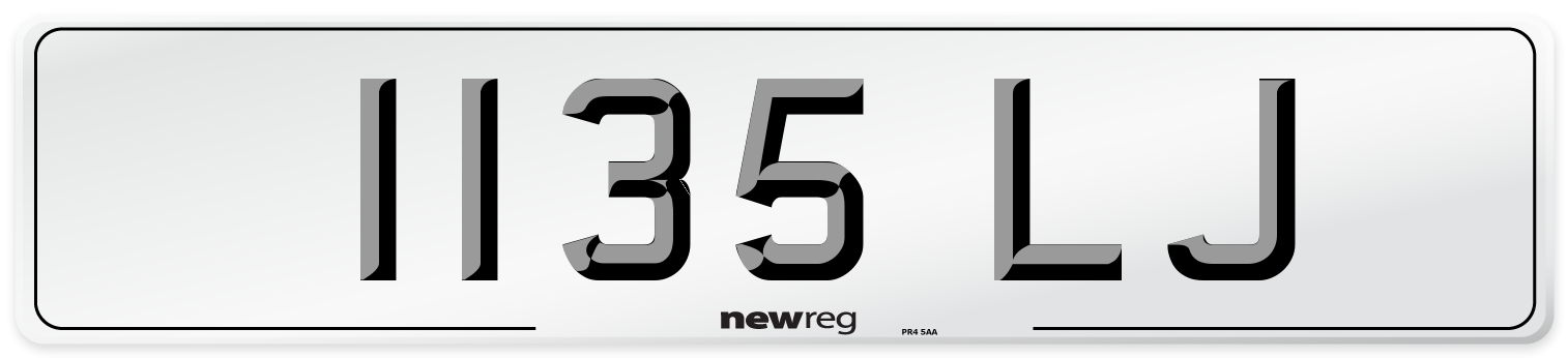1135 LJ Front Number Plate