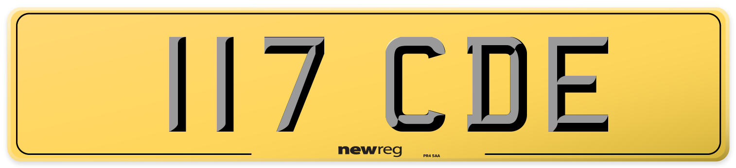 117 CDE Rear Number Plate