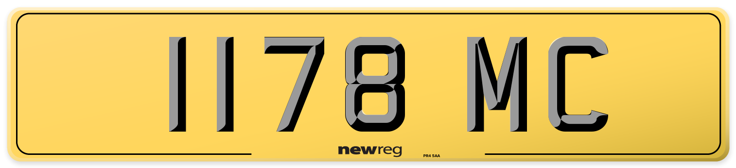 1178 MC Rear Number Plate