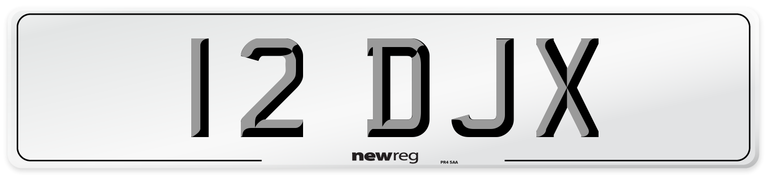 12 DJX Front Number Plate