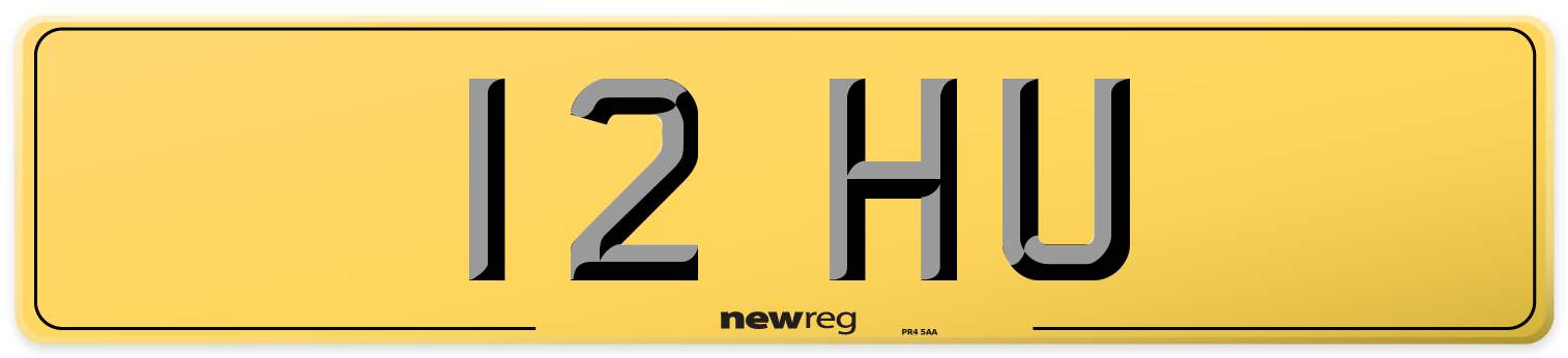 12 HU Rear Number Plate