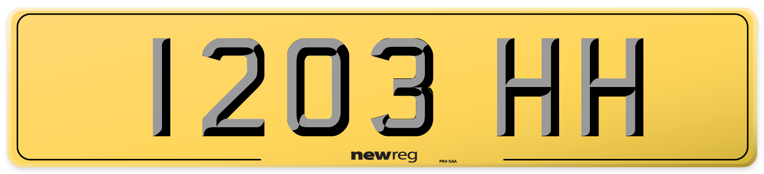 1203 HH Rear Number Plate
