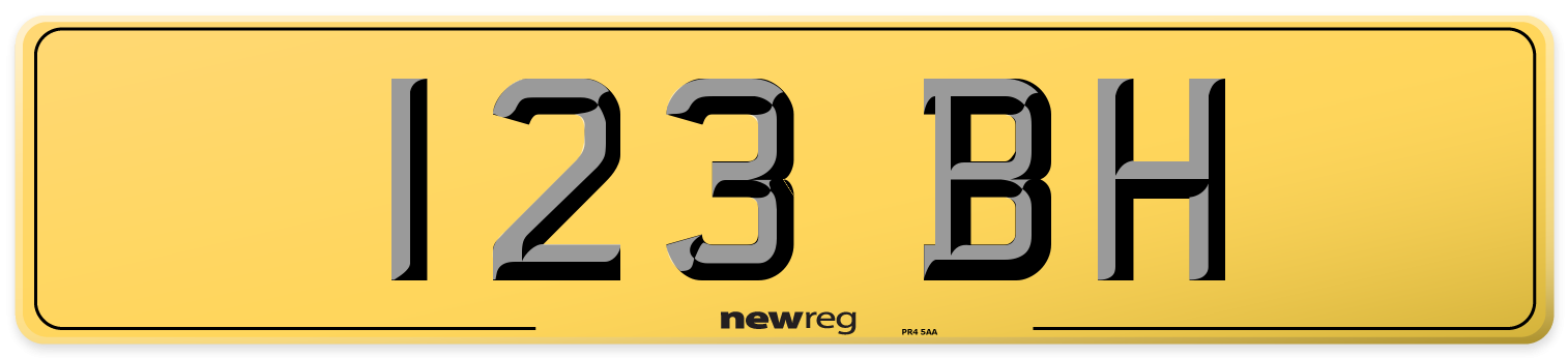 123 BH Rear Number Plate