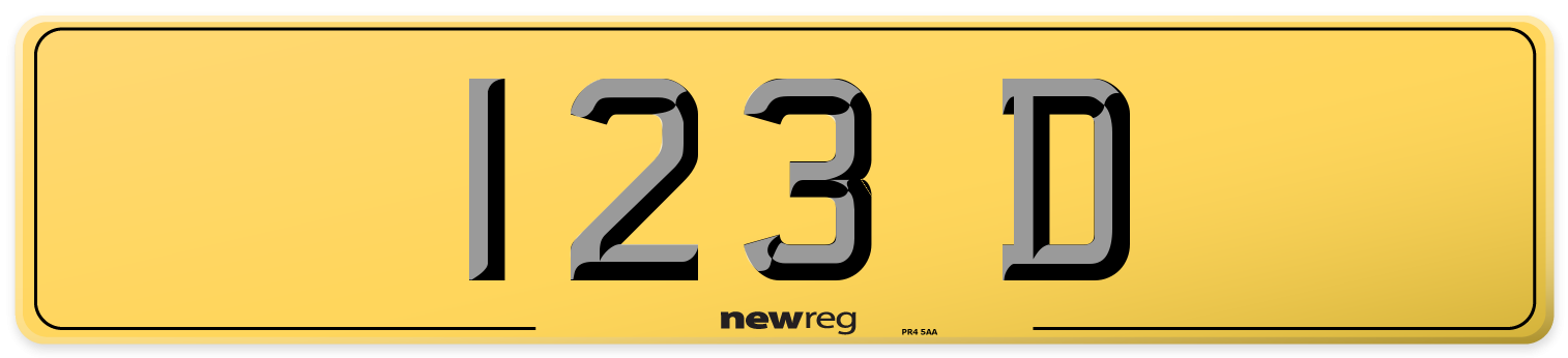 123 D Rear Number Plate