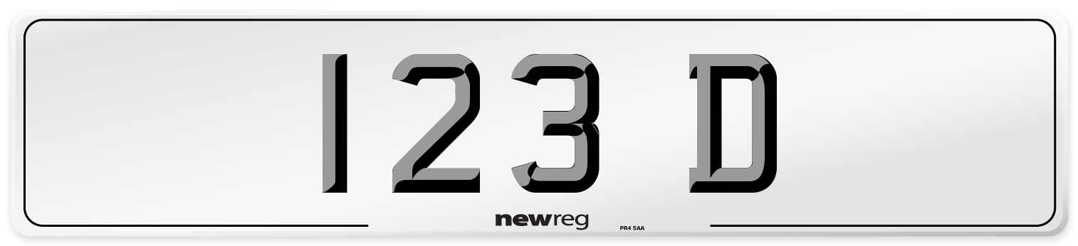 123 D Front Number Plate