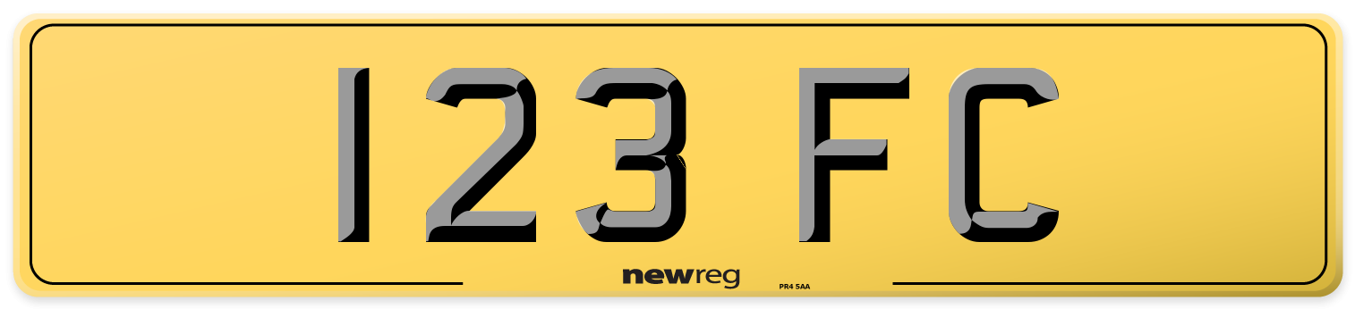 123 FC Rear Number Plate
