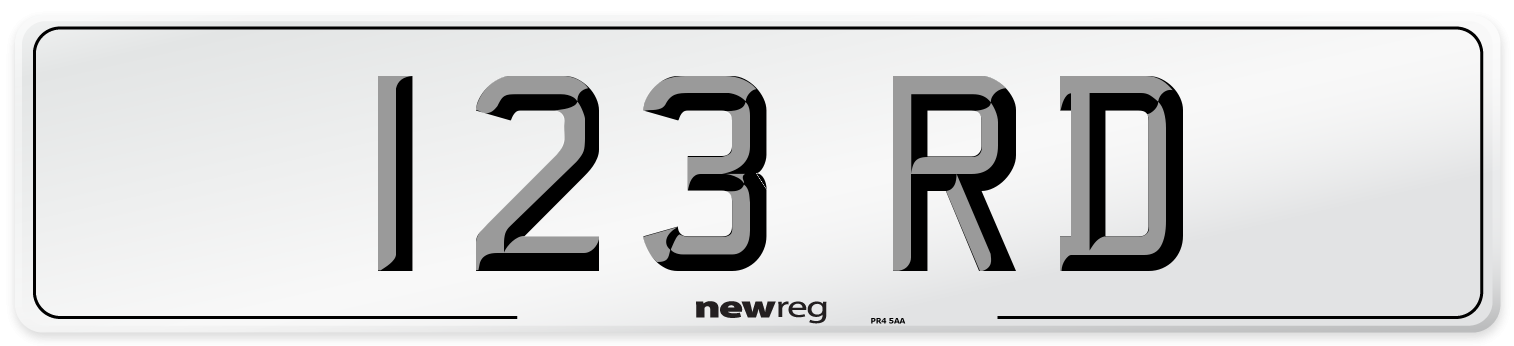 123 RD Front Number Plate