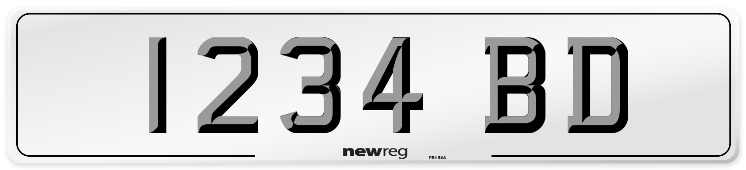 1234 BD Front Number Plate