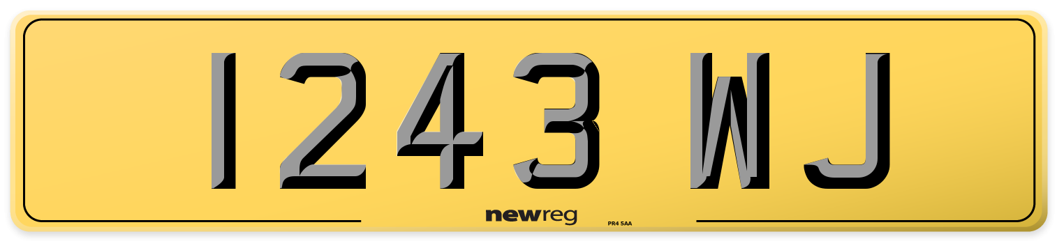 1243 WJ Rear Number Plate