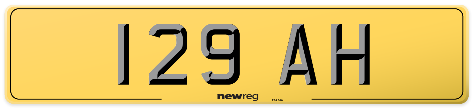 129 AH Rear Number Plate