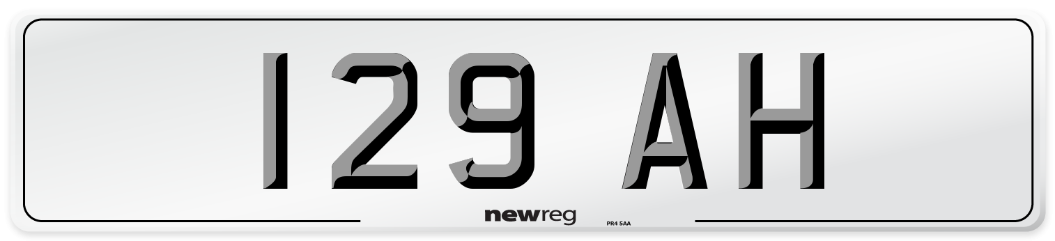 129 AH Front Number Plate