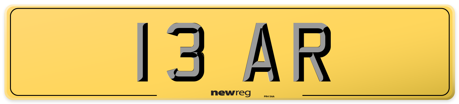 13 AR Rear Number Plate