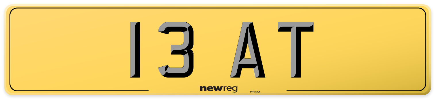 13 AT Rear Number Plate