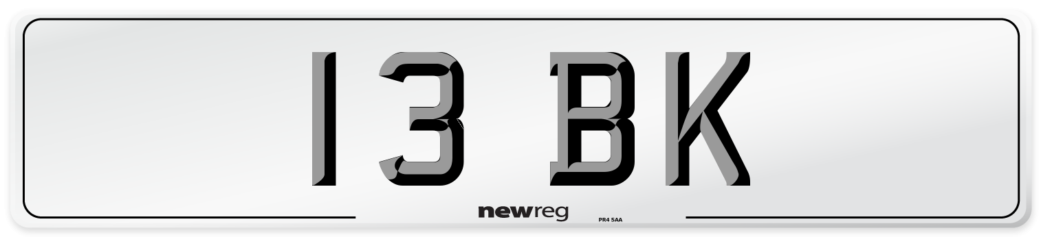 13 BK Front Number Plate