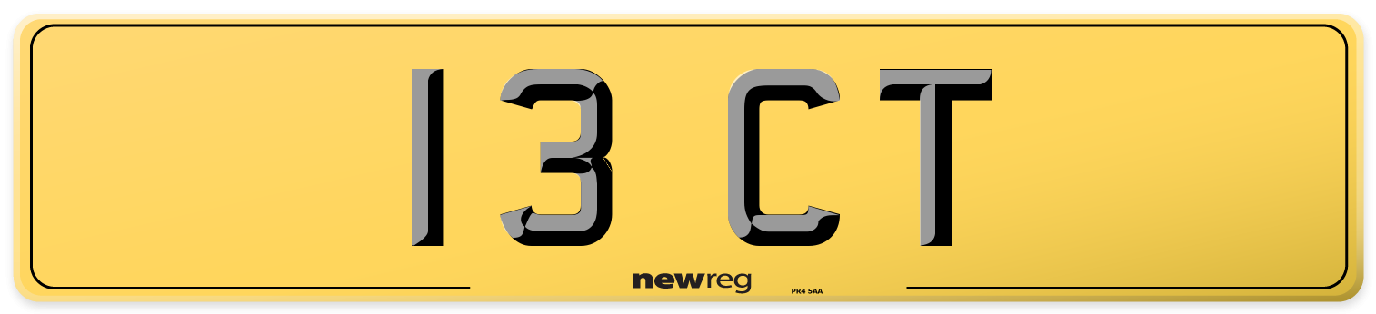 13 CT Rear Number Plate