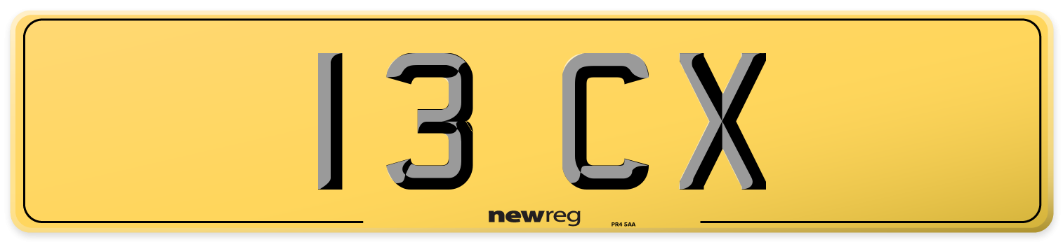 13 CX Rear Number Plate