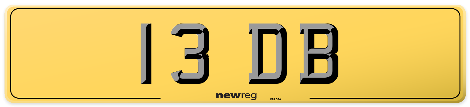 13 DB Rear Number Plate