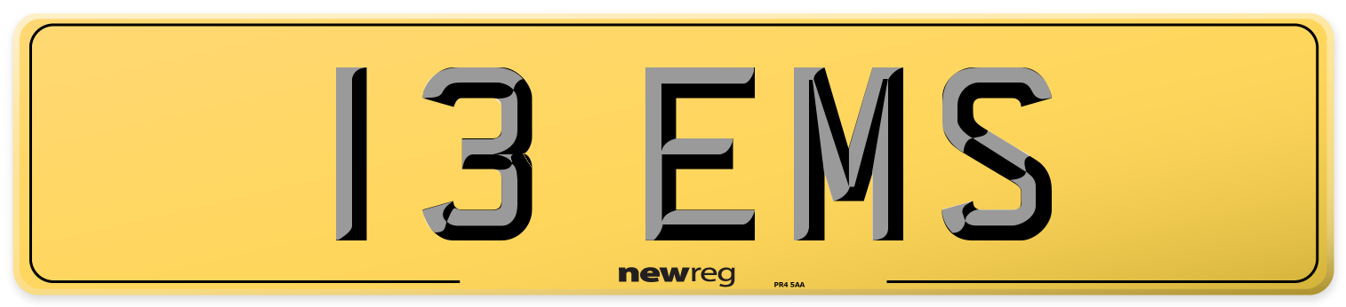13 EMS Rear Number Plate