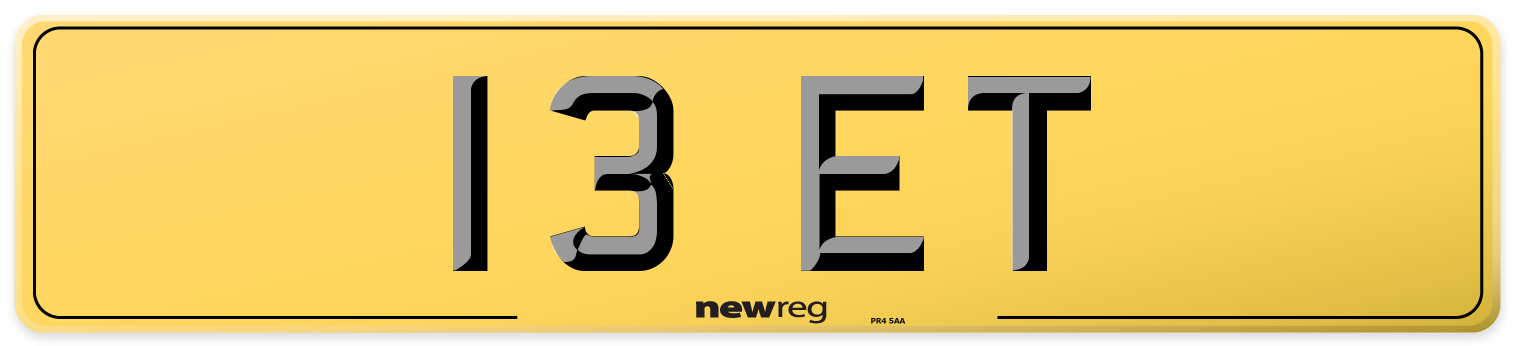 13 ET Rear Number Plate
