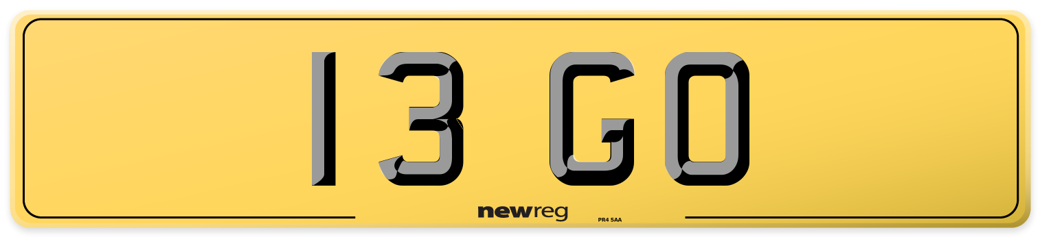 13 GO Rear Number Plate
