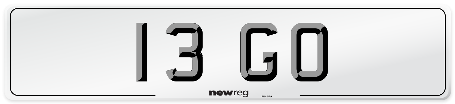 13 GO Front Number Plate