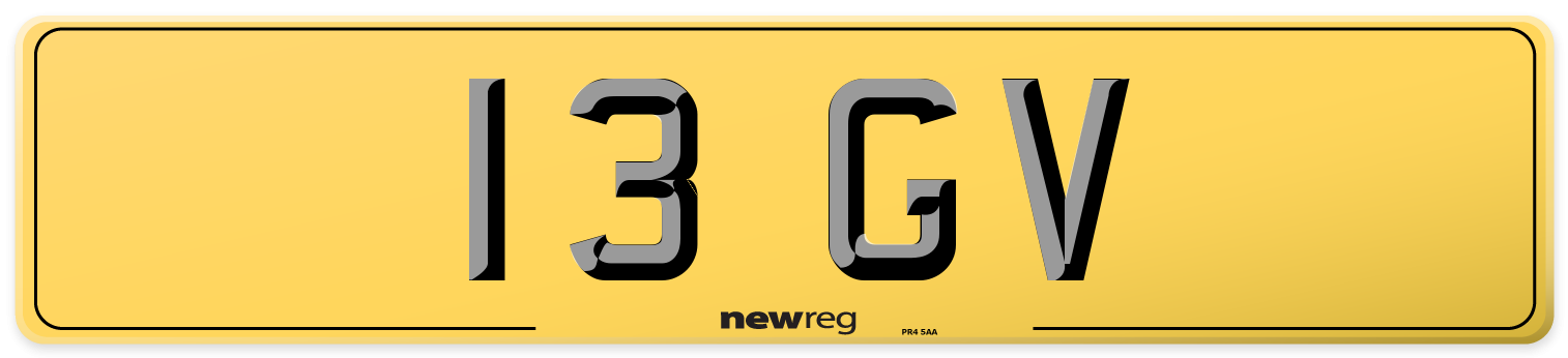 13 GV Rear Number Plate