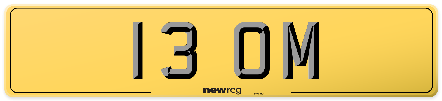 13 OM Rear Number Plate