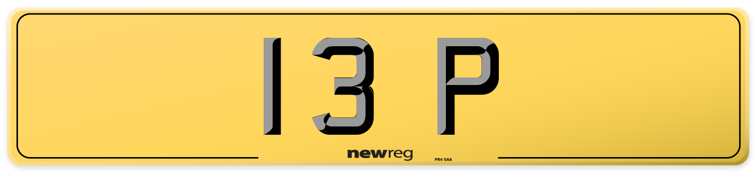 13 P Rear Number Plate