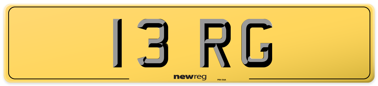 13 RG Rear Number Plate