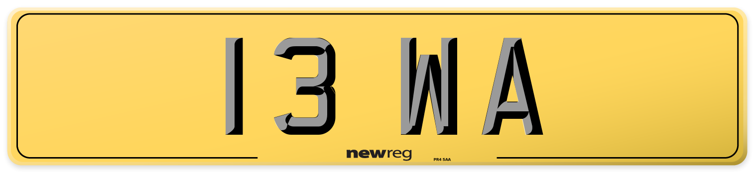 13 WA Rear Number Plate