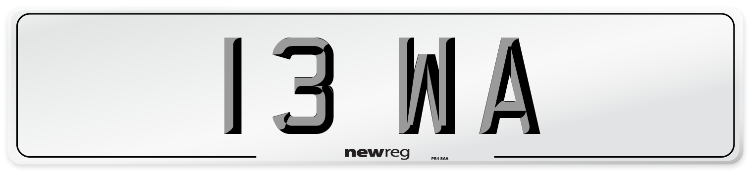 13 WA Front Number Plate