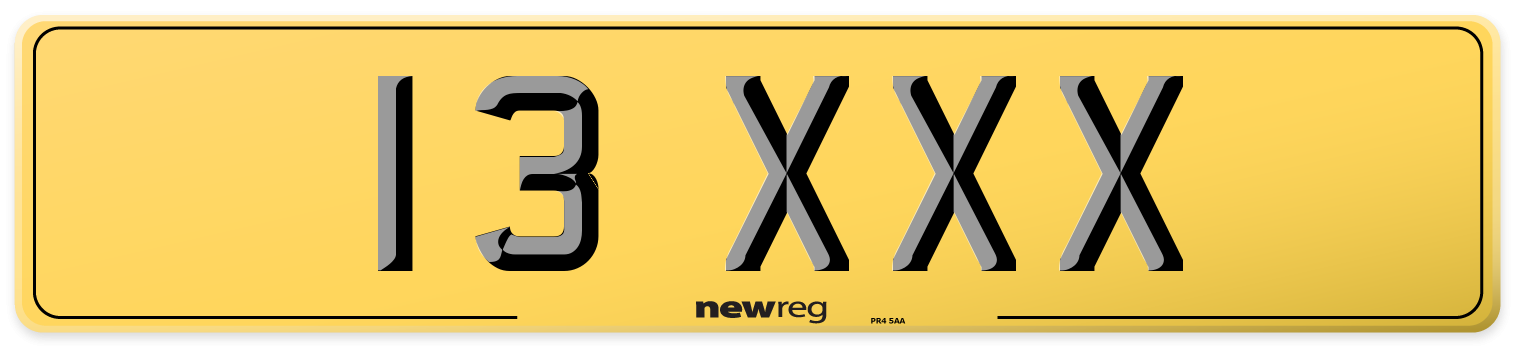 13 XXX Rear Number Plate