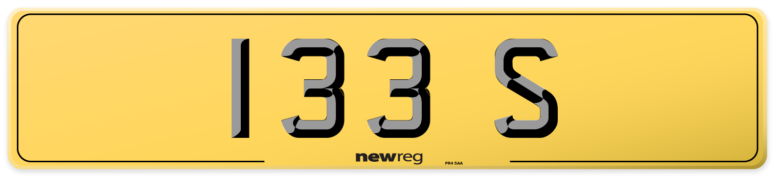 133 S Rear Number Plate