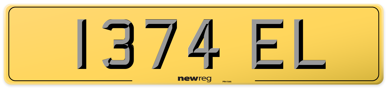 1374 EL Rear Number Plate