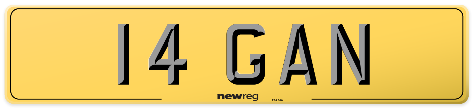 14 GAN Rear Number Plate