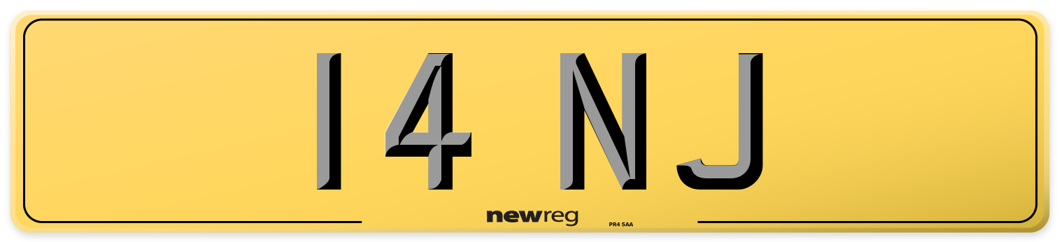 14 NJ Rear Number Plate