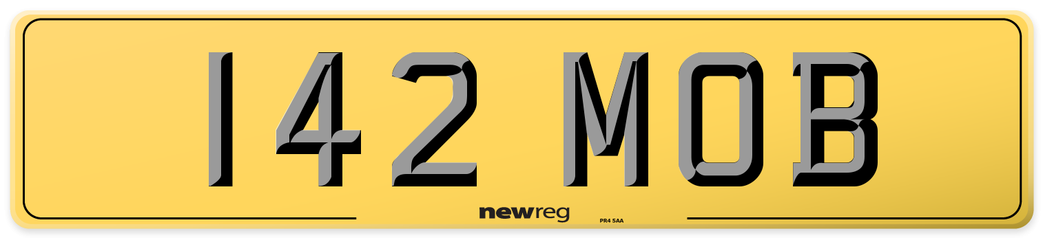 142 MOB Rear Number Plate