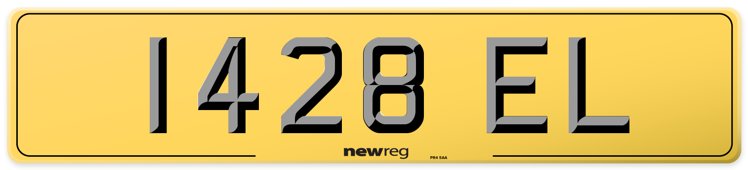 1428 EL Rear Number Plate