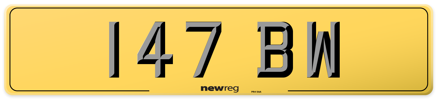 147 BW Rear Number Plate