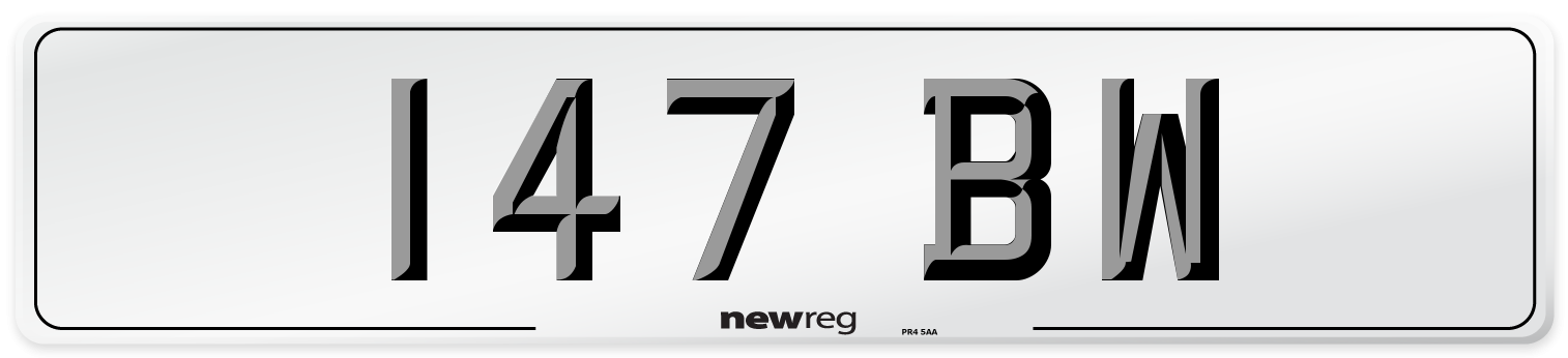 147 BW Front Number Plate