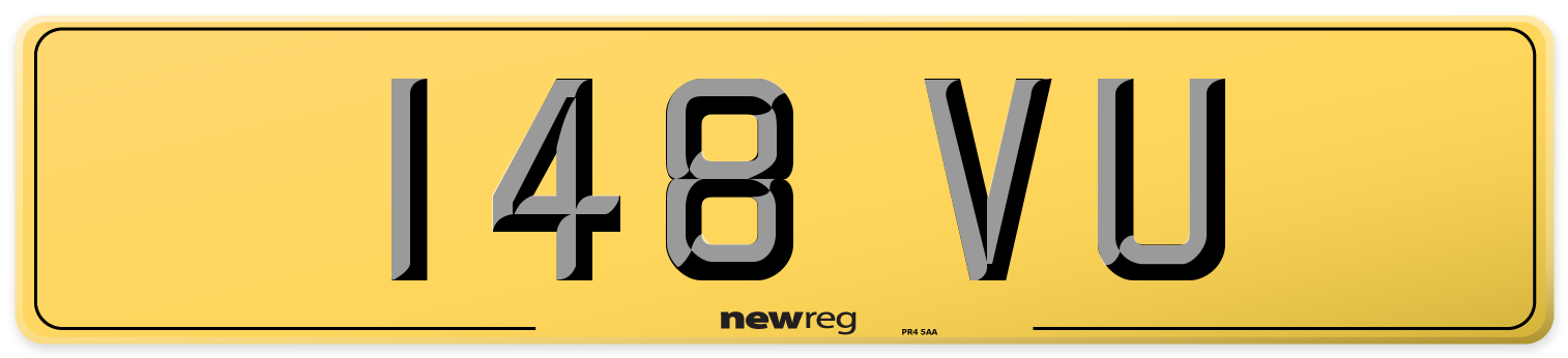 148 VU Rear Number Plate