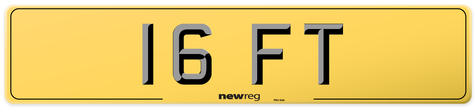 16 FT Rear Number Plate