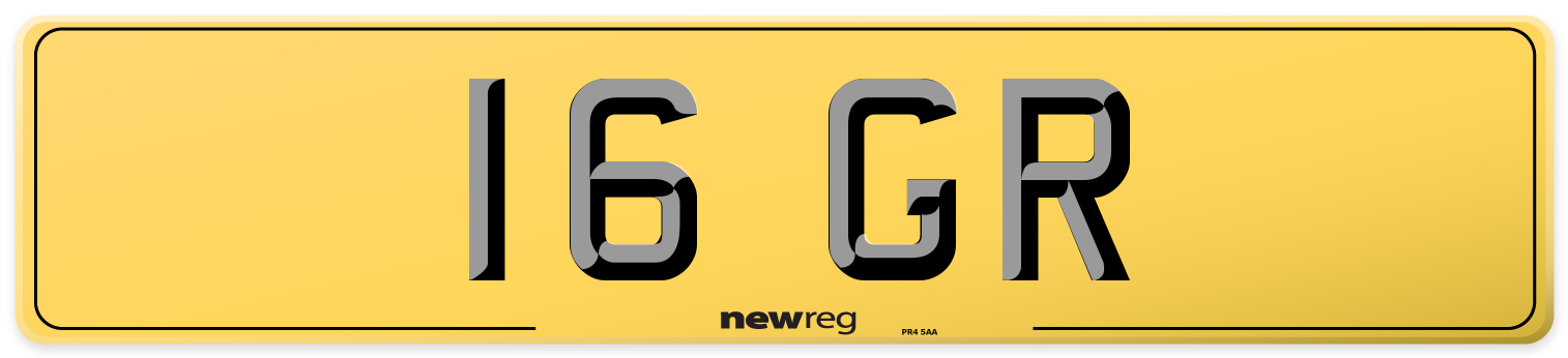 16 GR Rear Number Plate