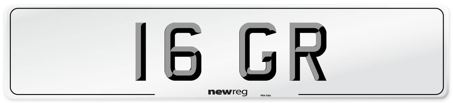 16 GR Front Number Plate